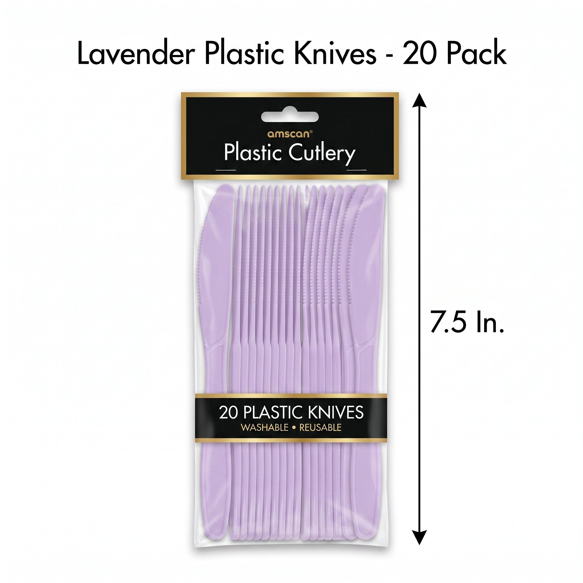 Lavender Plastic Knives - 7.5 in. - 20 Pack