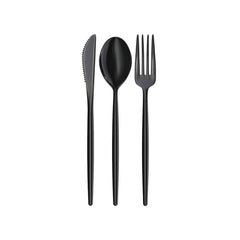 120 Pack Gloss Cutlery Set | Black 40/40/40