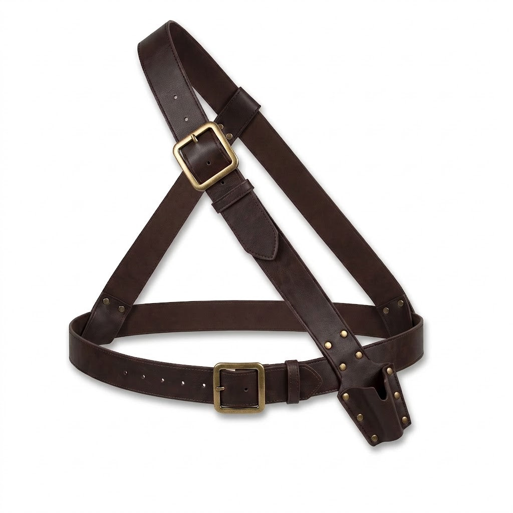 Pirate Bandolier Belt - Brown Faux Leather Costume Accessory