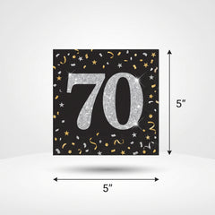 Sparkling Celebration 70th Birthday Beverage Napkins - 5 In. X 5 In.