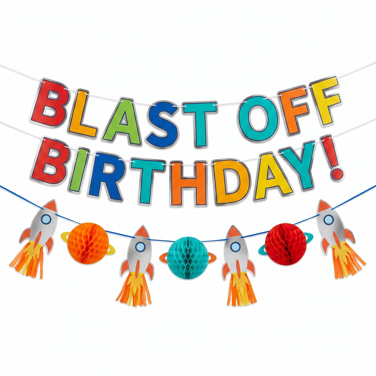 Blast Off Birthday Banner Kit for Baby's First Birthday