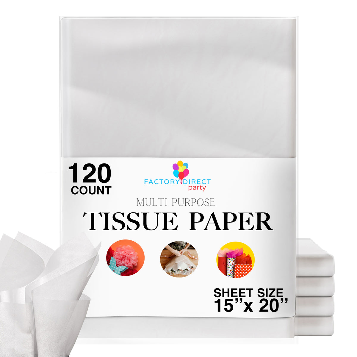 White Tissue Paper 15 In. x 20 In. | 120 Sheets