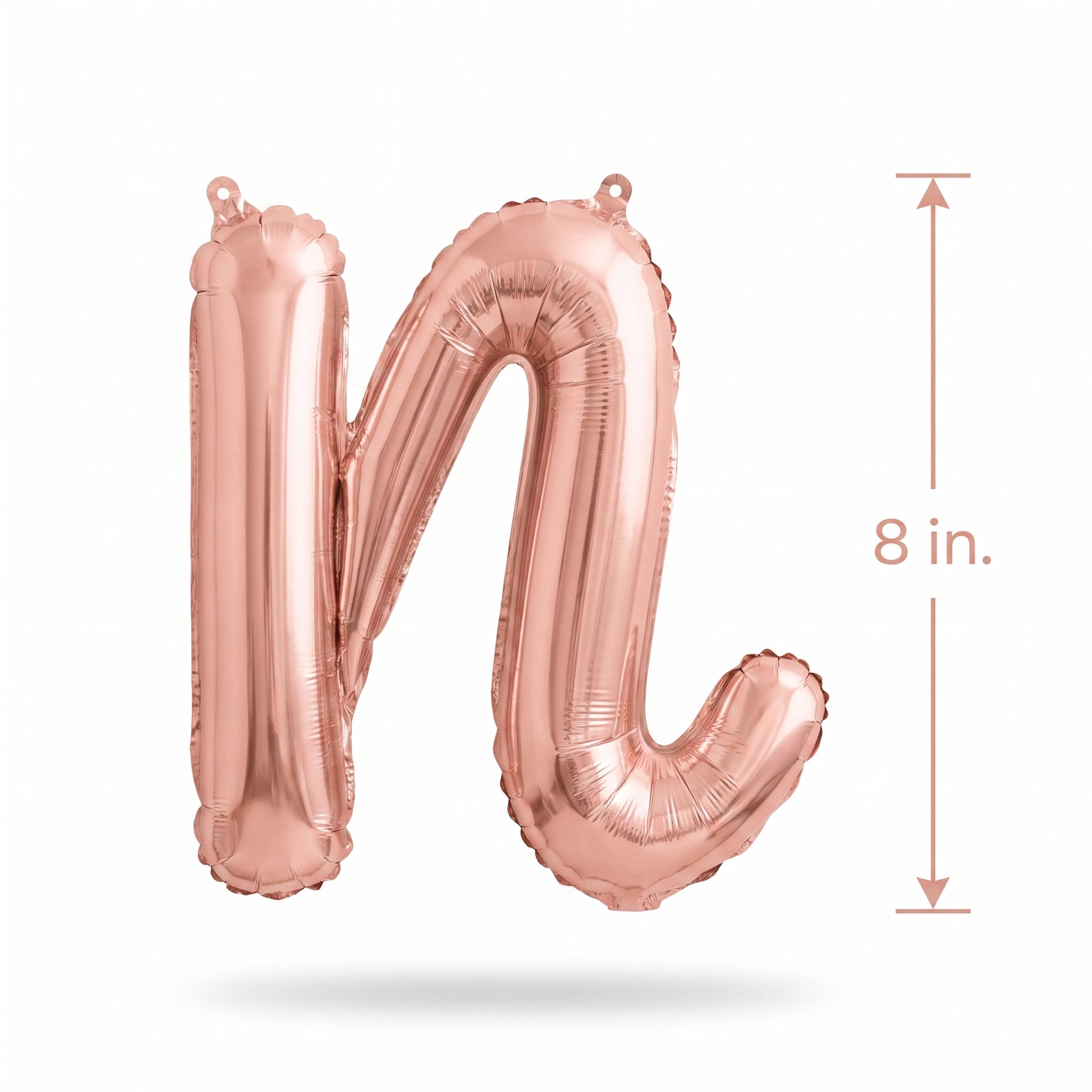Rose Gold Script Letter Balloon - Air-Filled Foil, 8-Inch