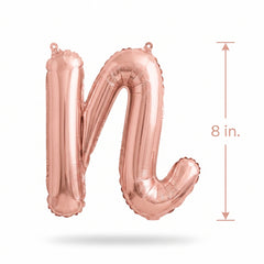 Rose Gold Script Letter Balloon - Air-Filled Foil, 8-Inch