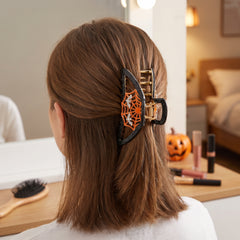 Black Glitter Spider Web Bat Claw Hair Clip