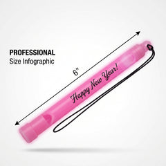 "Happy New Year" Multi-Colored Glow Stick Whistle Necklaces - 6 Pack