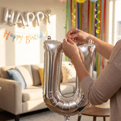 Silver Foil Letter "U" Balloon - Air Filled