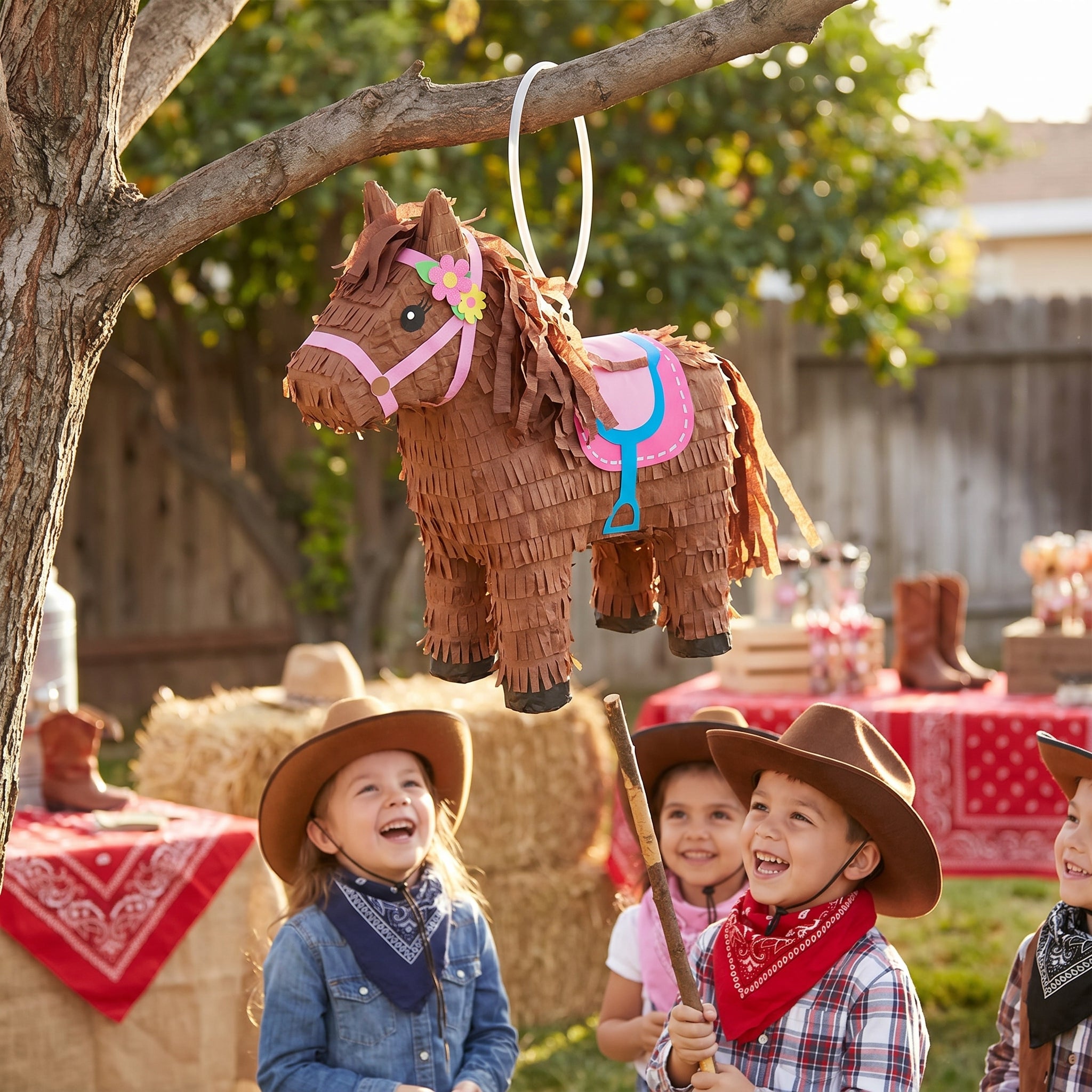 Mini Saddle Up Horse Piñata Hanging Decoration for Kids' Birthday