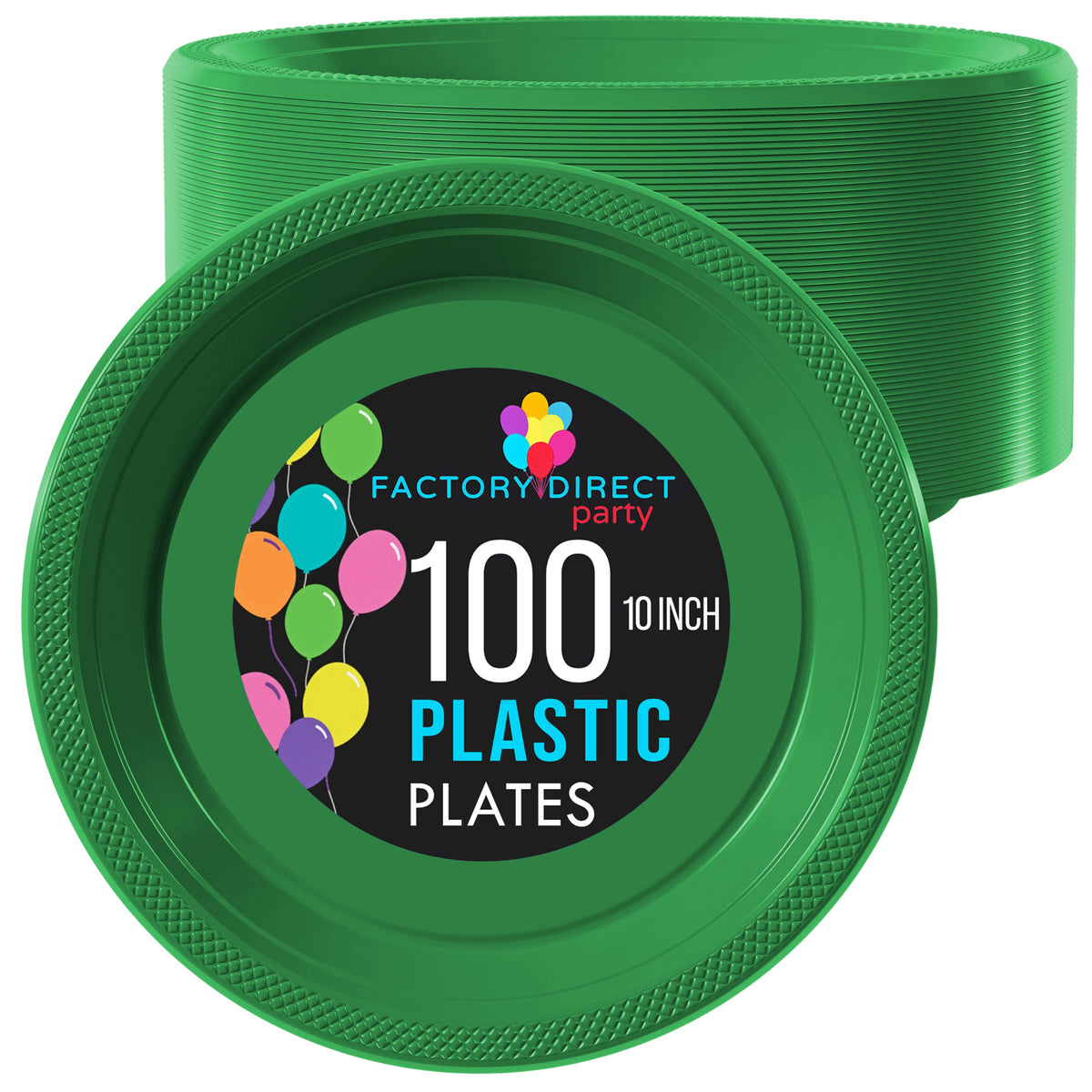 Emerald Green 10 In. Plastic Plates 100 Count