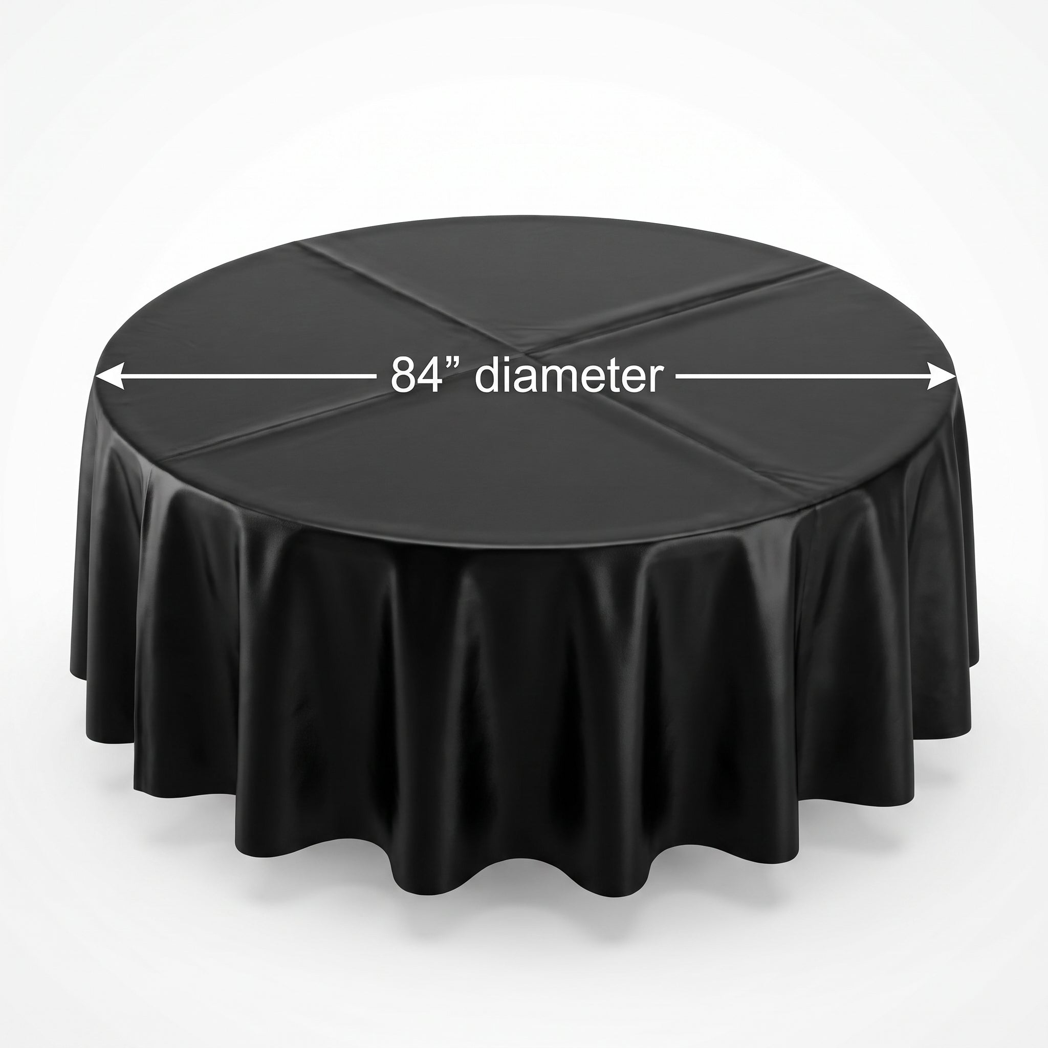 Jet Black Round Flannel Backed Table Cover - 84"