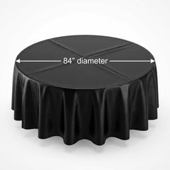 Jet Black Round Flannel Backed Table Cover - 84"
