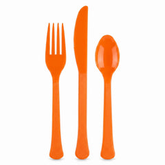 Vibrant Orange Plastic Cutlery Set - 7.5 in.