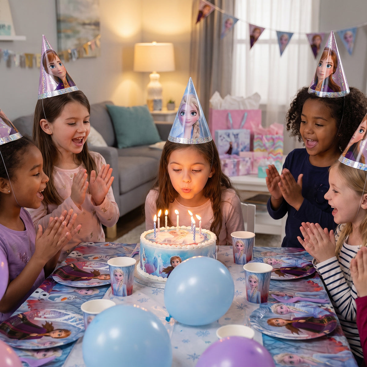 Disney Frozen 2 Anna & Elsa Prismatic Party Hats - 8 Pack