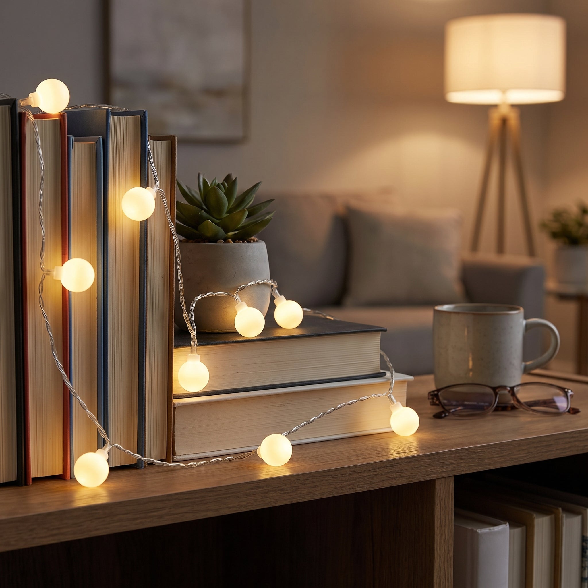 Mini Globe LED String Lights - Warm White, Battery Operated