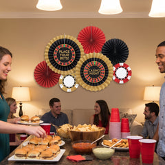 Roll the Dice Casino Night Paper Fan Decorations, 6-Pack