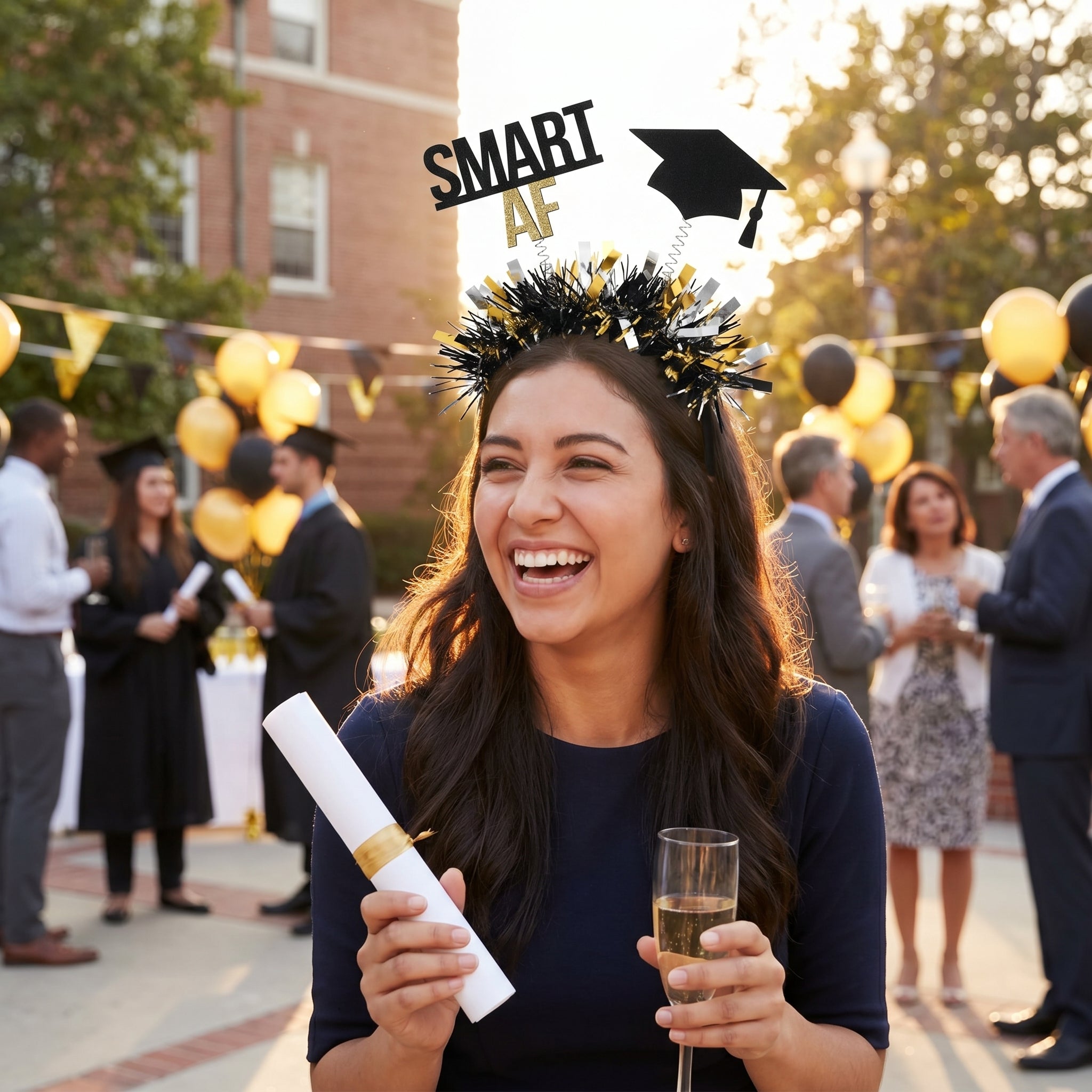Graduation "Smart AF" Headband with Cap Design