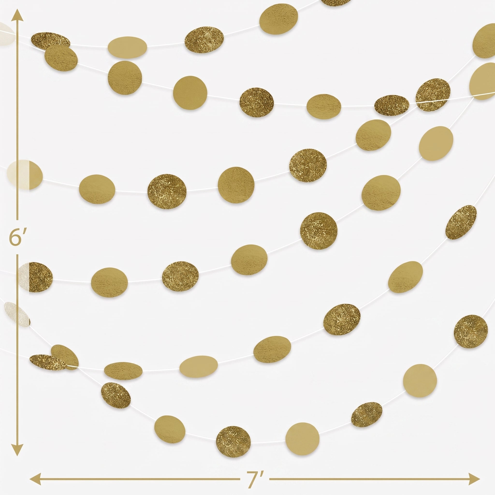 Gold Glitter Polka Dot String Decorations - 6 Pack
