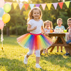Rainbow Tutu Skirt for Kids - Layered Tulle Costume Accessory with Elastic Waist, Colorful Girls Dance Skirt for Parties, Pride, Halloween, One Size