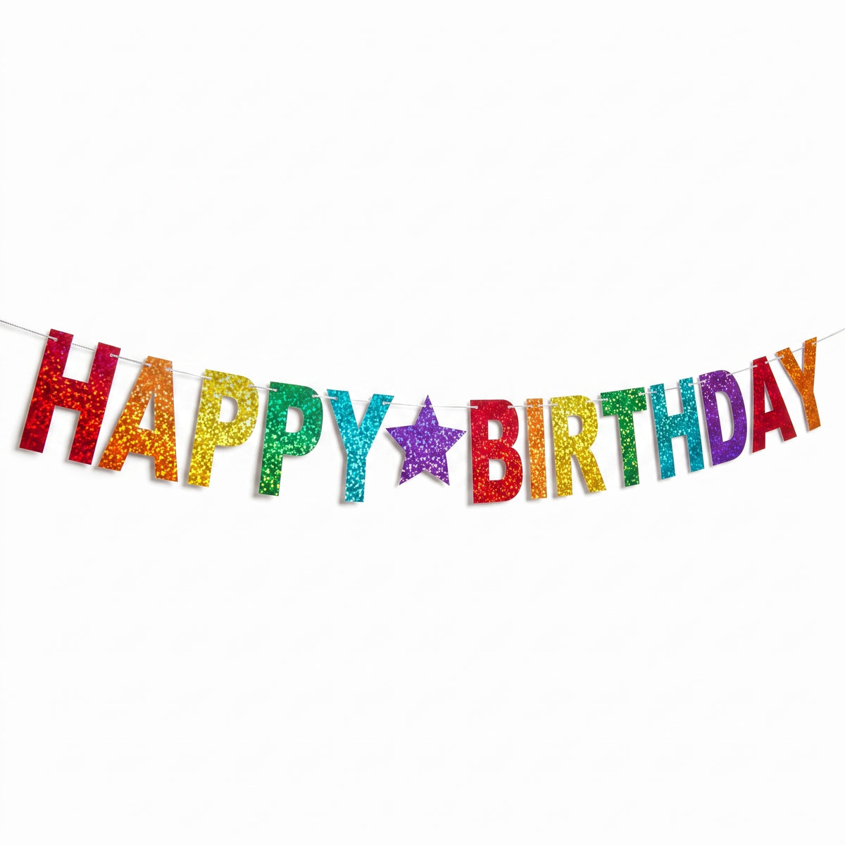 Prismatic Rainbow "Happy Birthday" Letter Banner