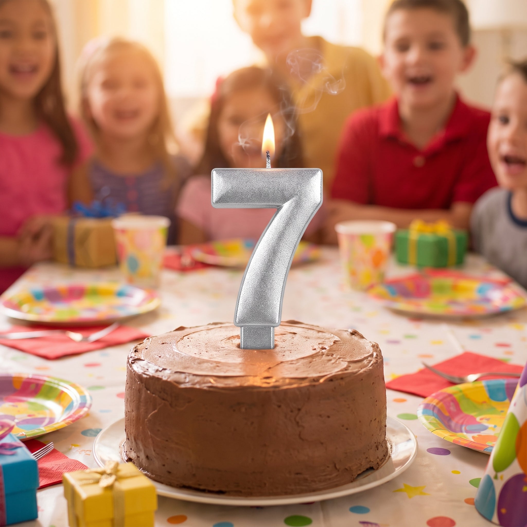 Silver Metallic Number 7 Birthday Candle