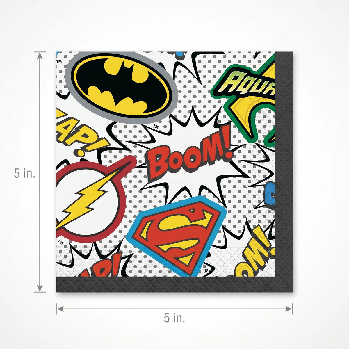 Justice League Heroes Unite Beverage Napkins - 16 Pack - 5 In. X 5 In.