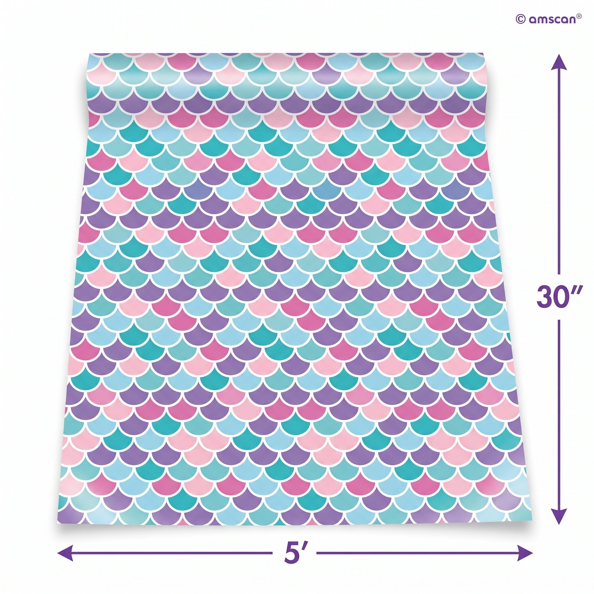 Shimmering Mermaid Scales Gift Wrap - 5 ft