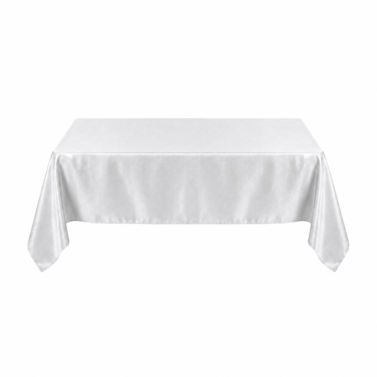 Elegant Metallic White and Silver Fabric Table Cover - 60"x104"