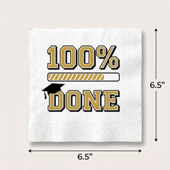 "100% Done" Graduation Luncheon Napkins - 6.5 In. x 6.5 In. - 16 Pack