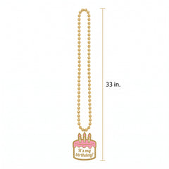 Happy Cake Day Beaded Necklace with Birthday Cake Pendant
