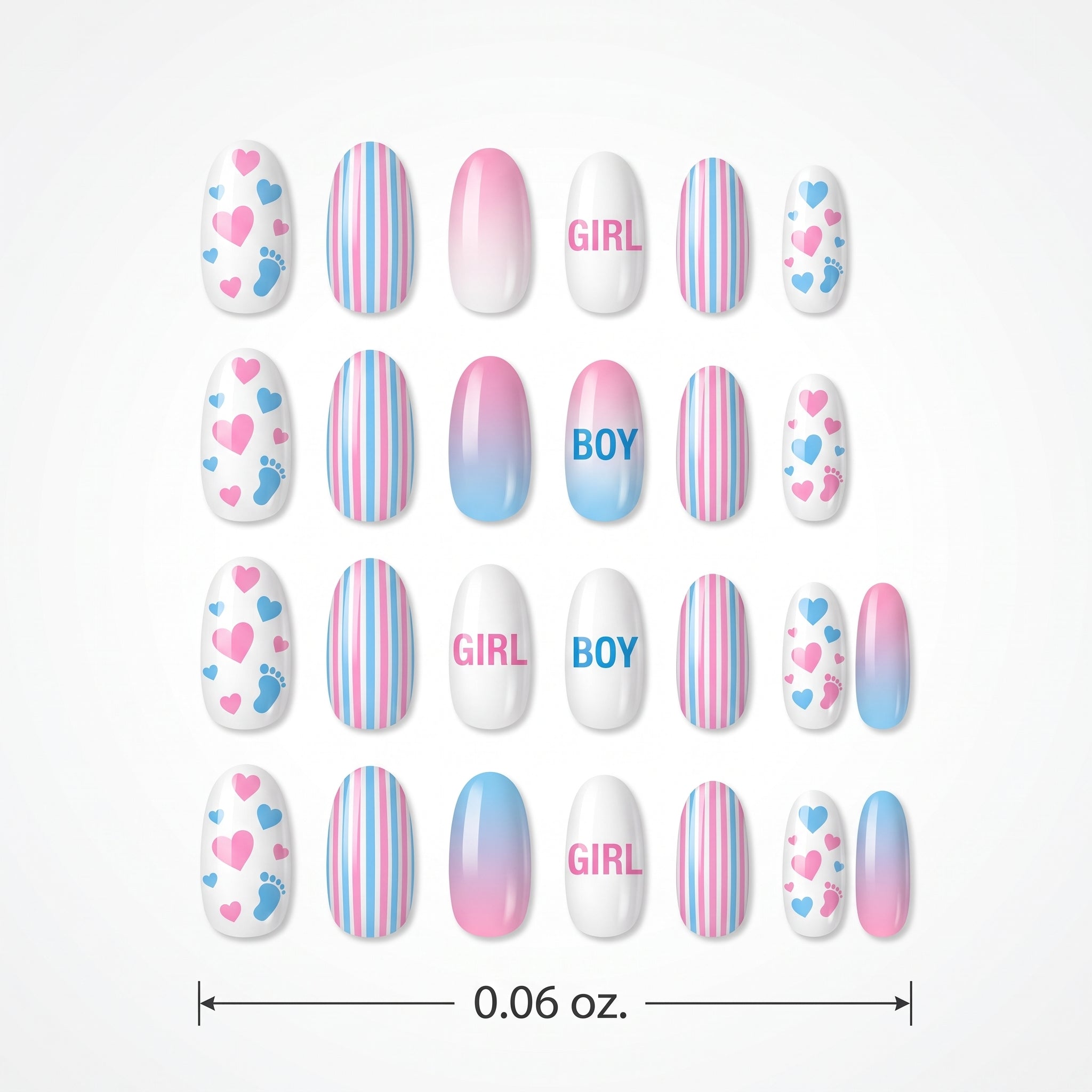 Gender Reveal Baby Shower Faux Nail Set