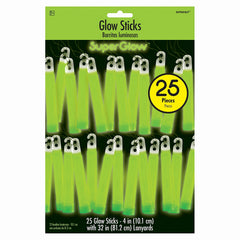 Green Glow Stick Necklaces with Lanyards - 4" (25-Pack)