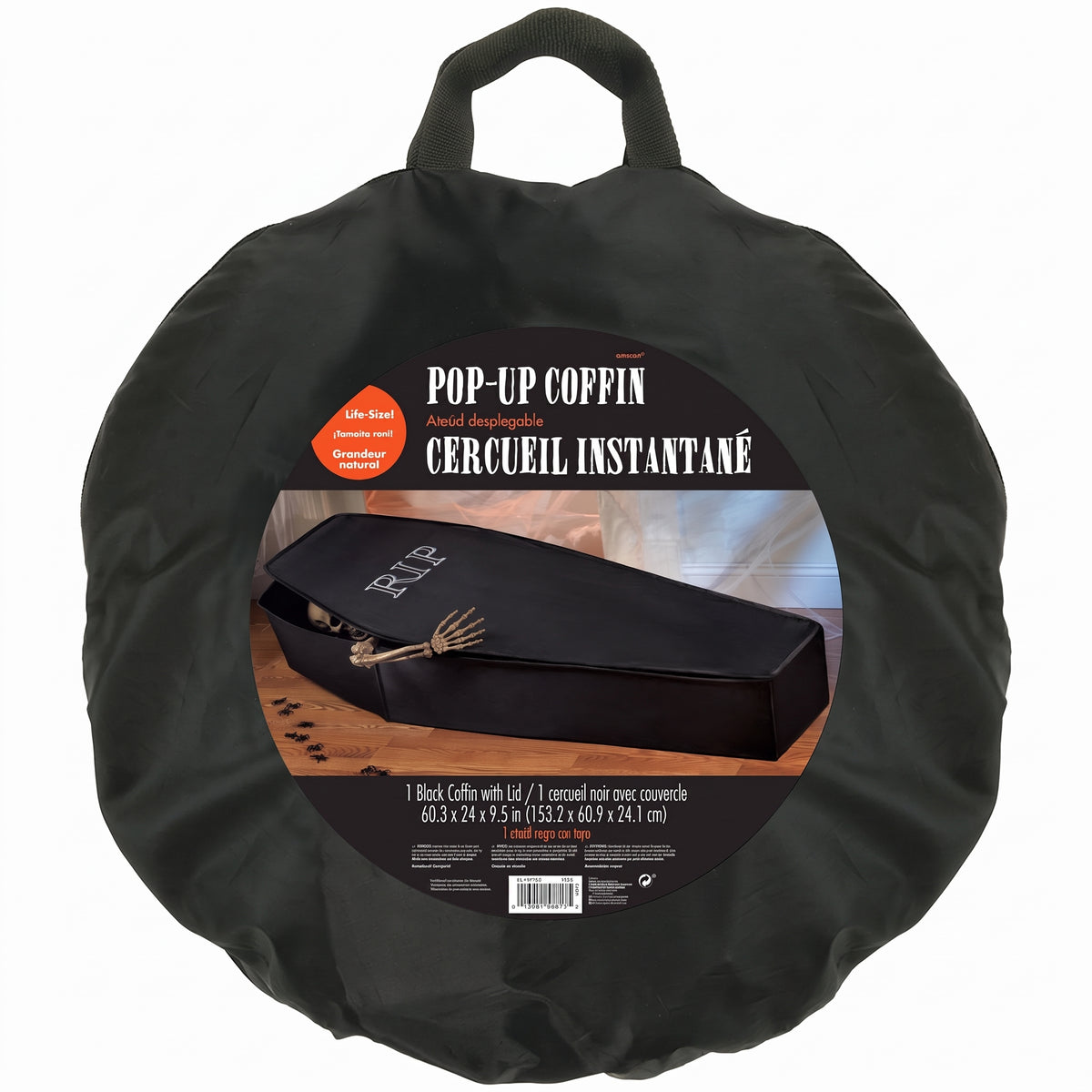 "RIP" Pop-Up Coffin Decoration - 5-Ft Indoor/Outdoor Halloween Prop