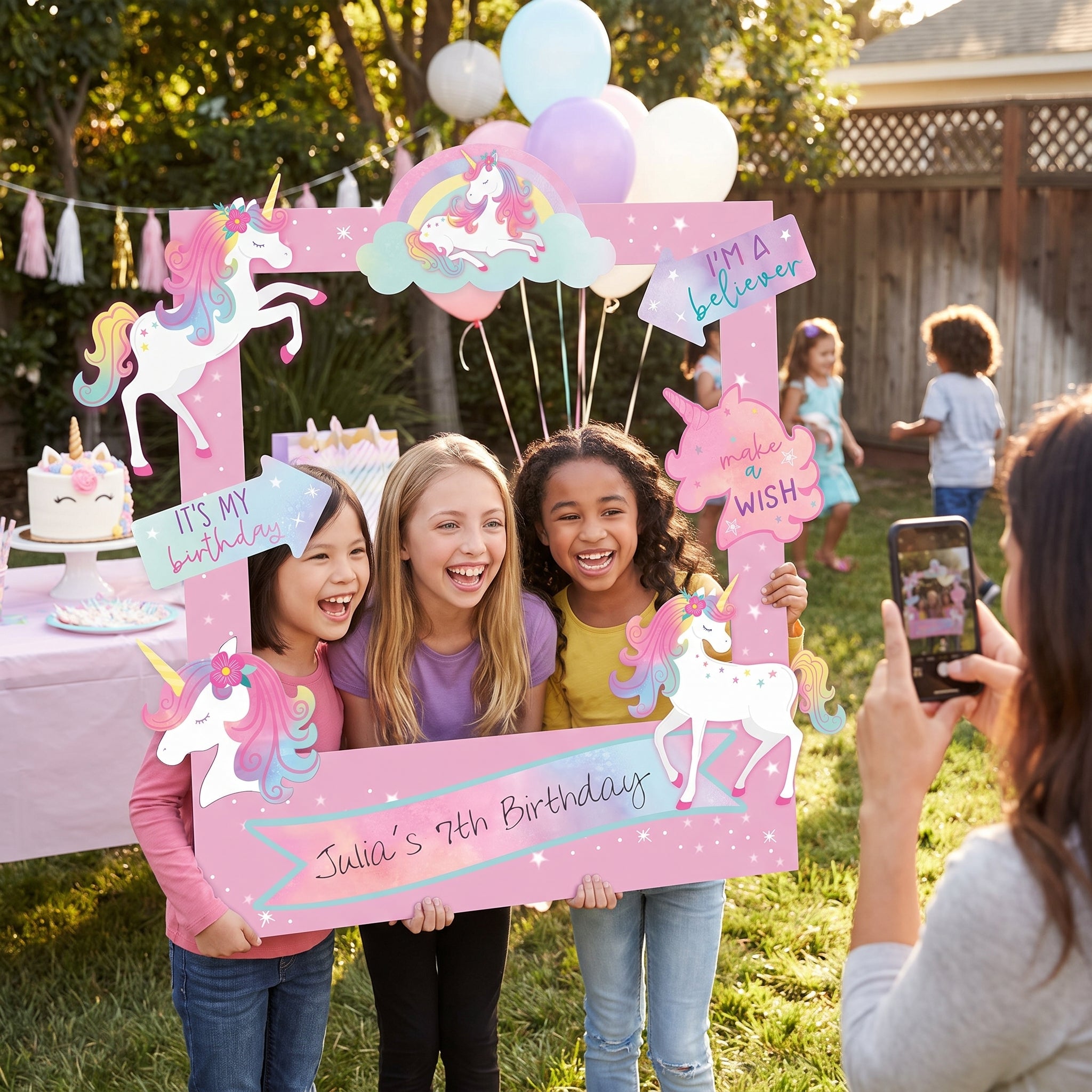 Enchanted Unicorn Birthday Photo Frame Kit, 35-Inch