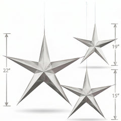 Silver 3D Hanging Star Decorations