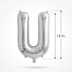 Silver Foil Letter "U" Balloon - Air Filled