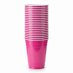 Bright Pink 12oz Plastic Party Cups - 50 Pack