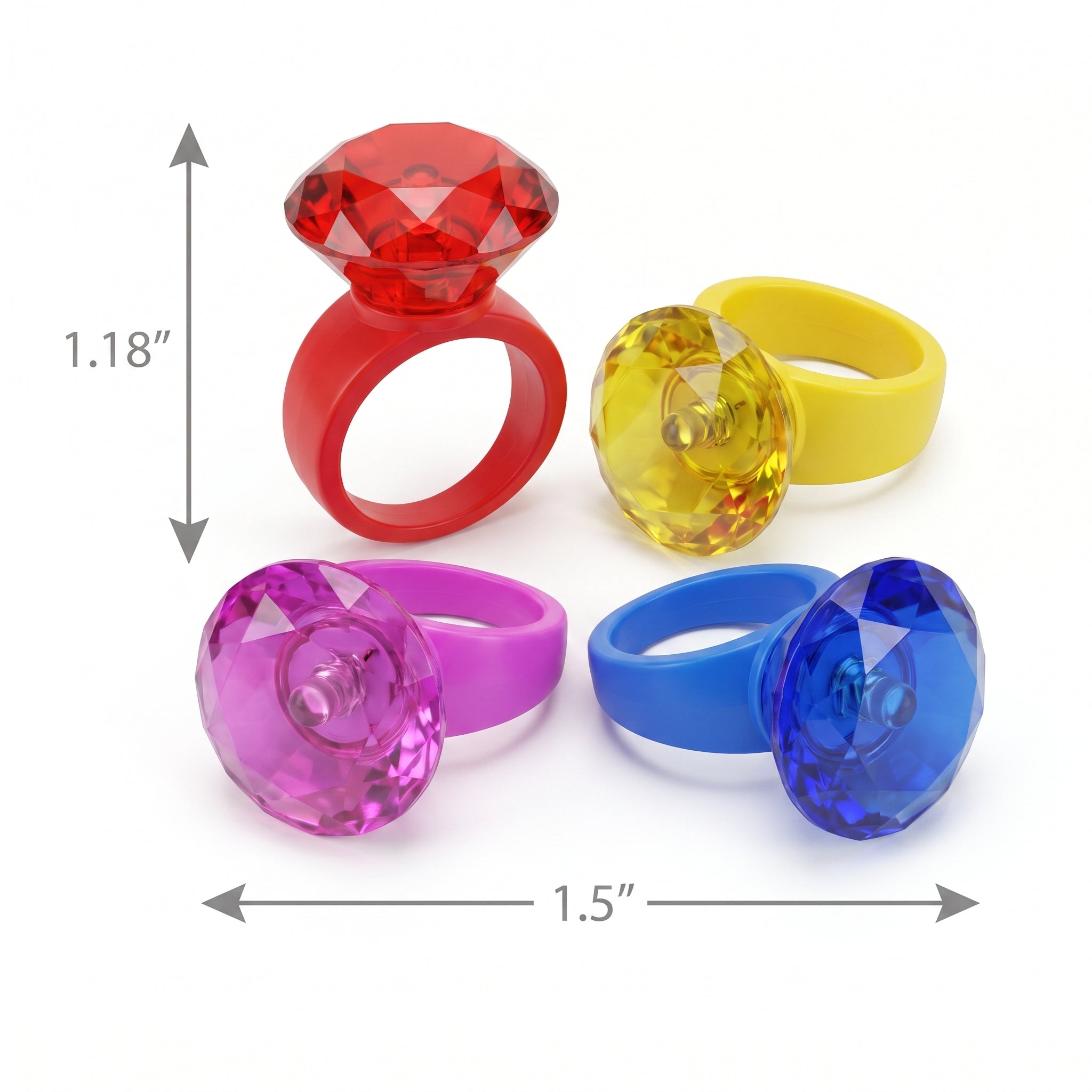 Multi-Colored LED Diamond Light-Up Rings