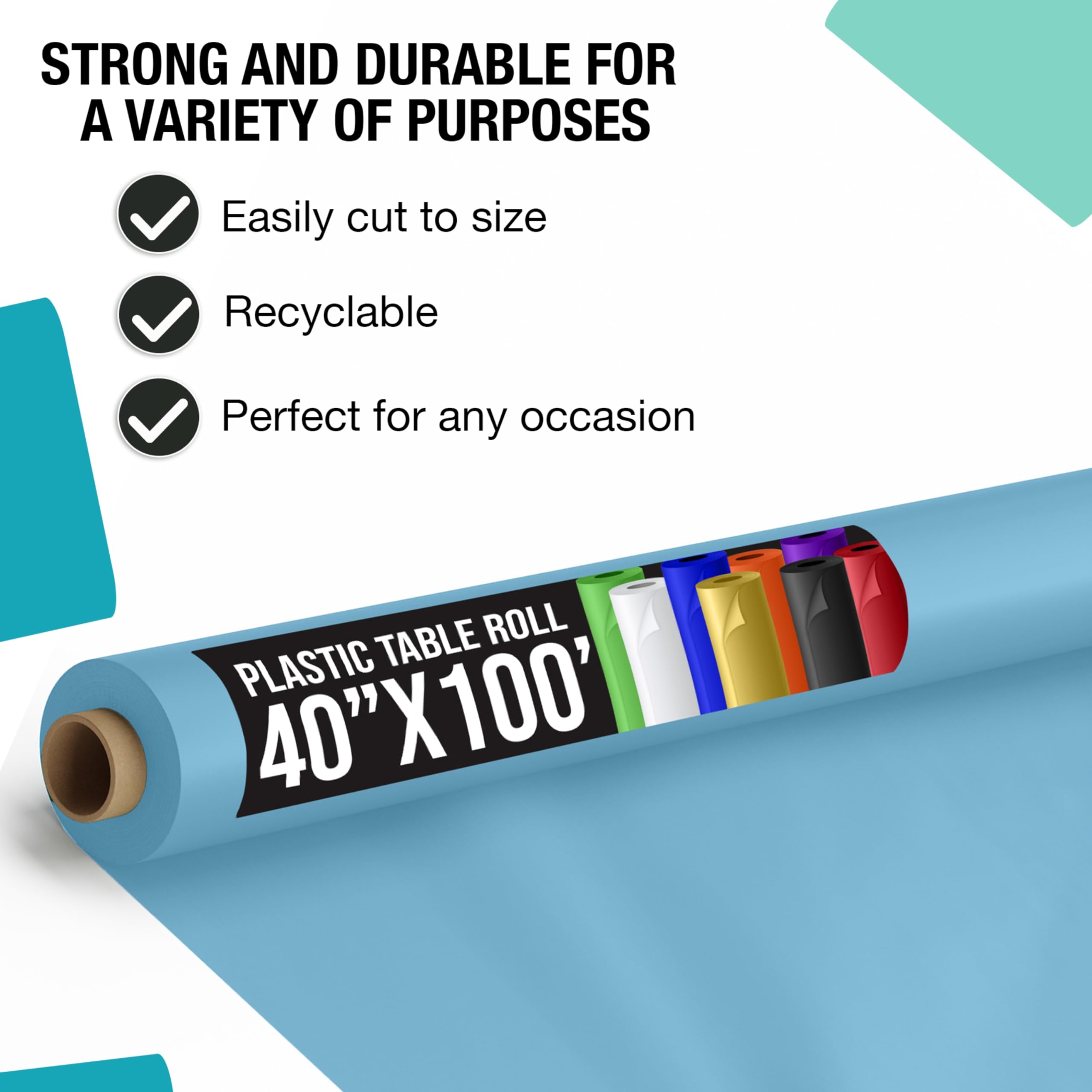 Unleashed - 40 In. x 100 Ft. Sky Blue Table Roll