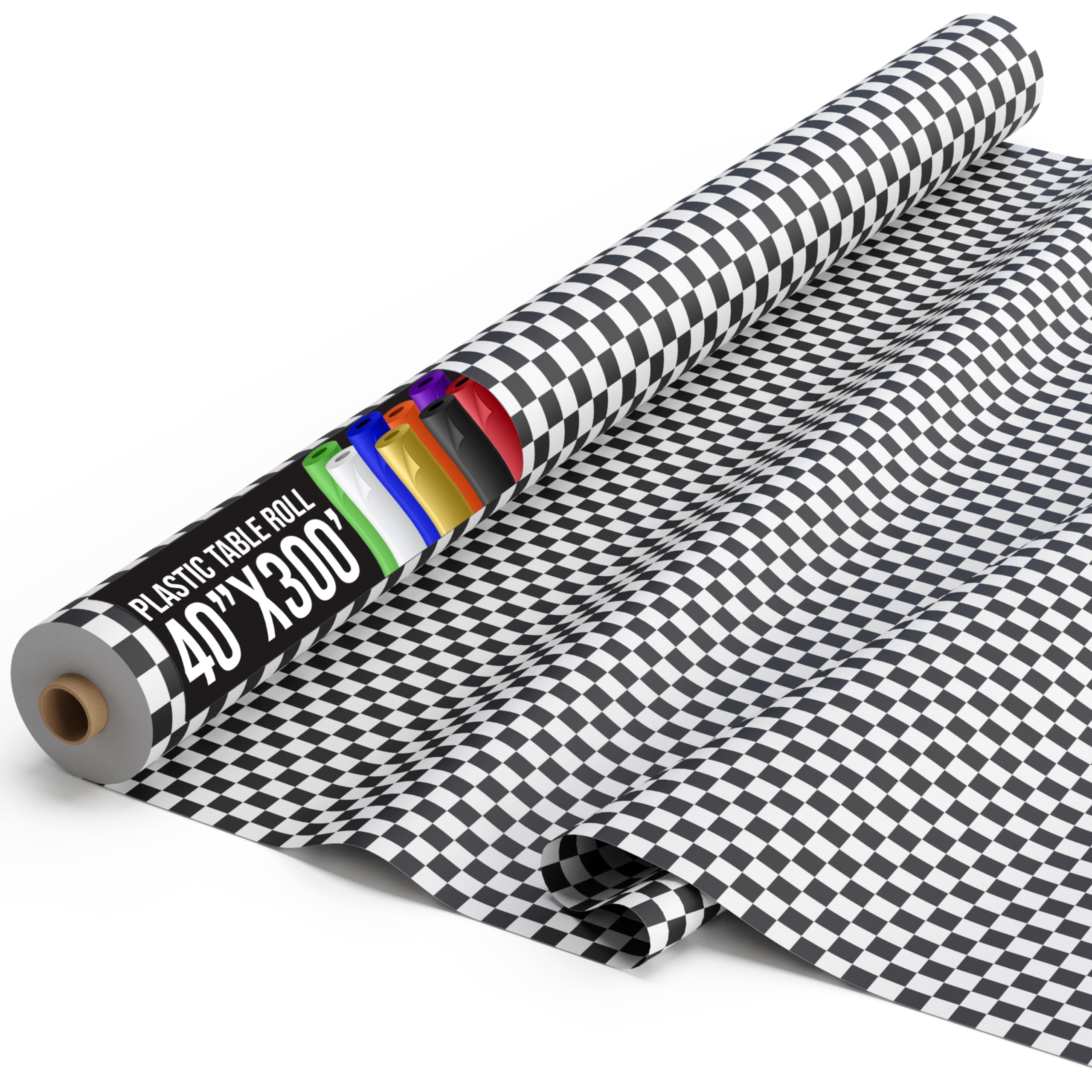 40 In. x 300 Ft. Black/White Checkered Table Roll