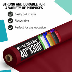 40 In. x 300 Ft. Premium Burgundy Table Roll | Case of 4