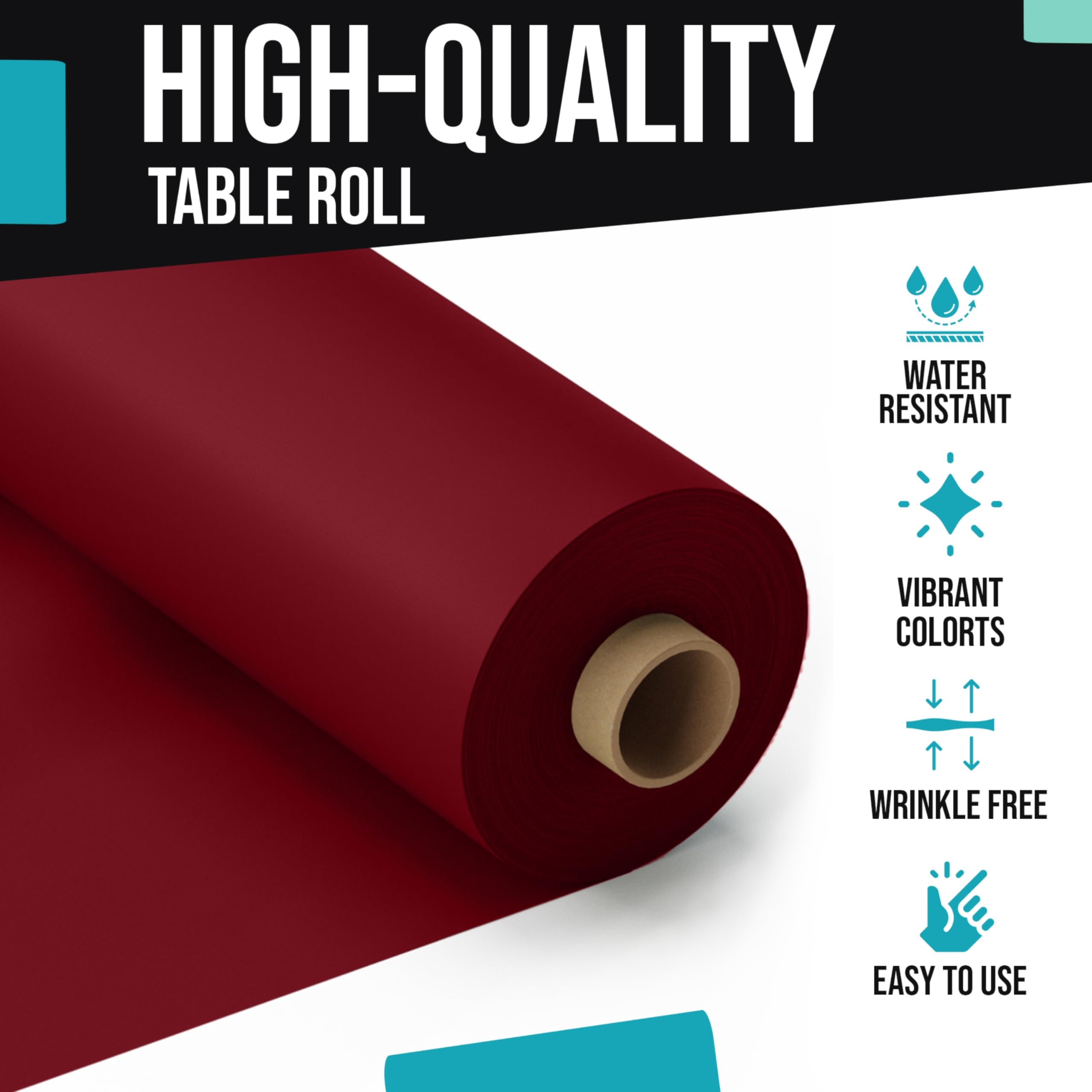 40 In. x 300 Ft. Premium Burgundy Table Roll | Case of 4