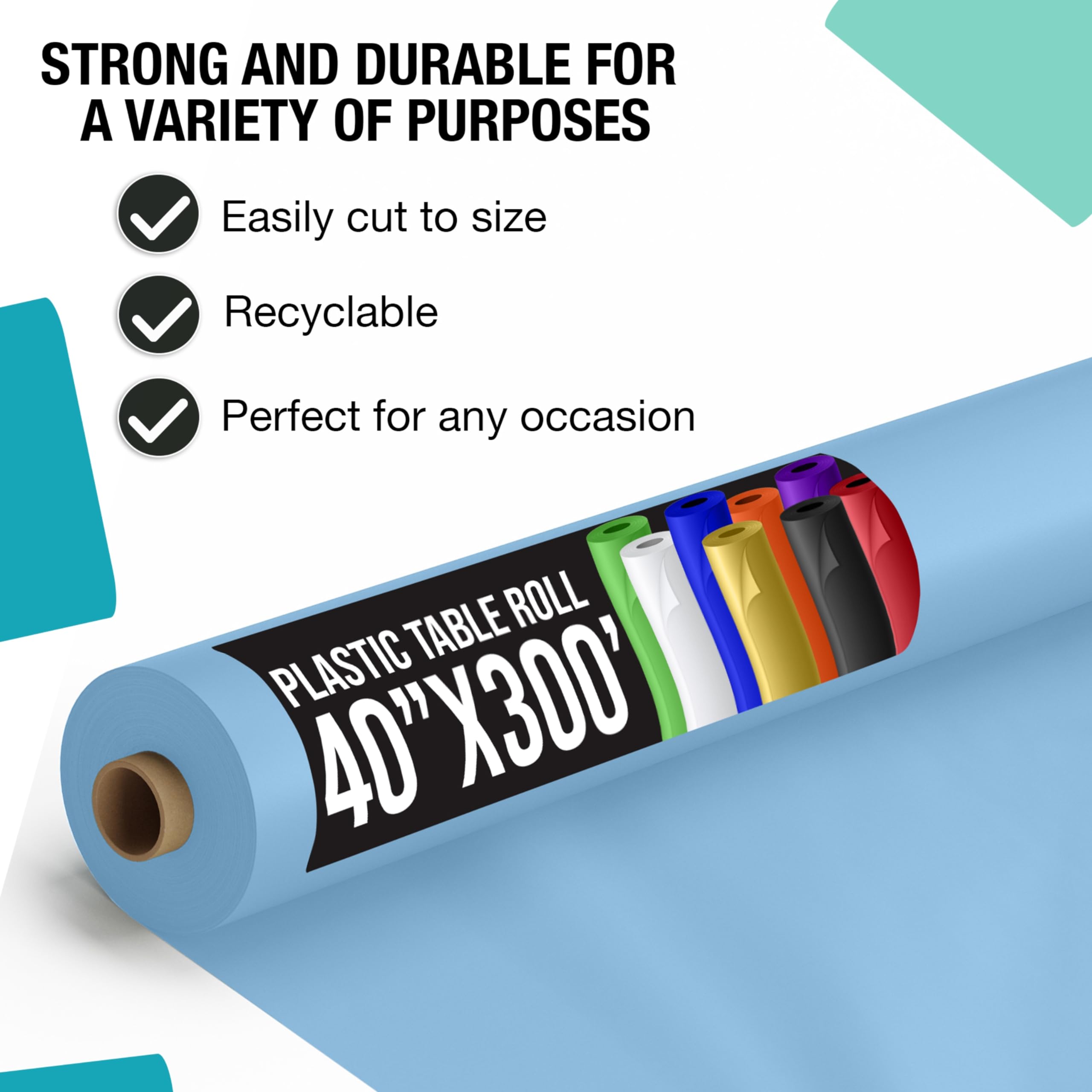 40 In. x 300 Ft. Premium Light Blue Table Roll