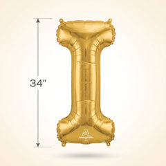 Gold Foil Super Shape Letter "I" Balloon