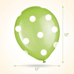 Kiwi Polka Dot 12" Latex Balloons - Bulk Pack