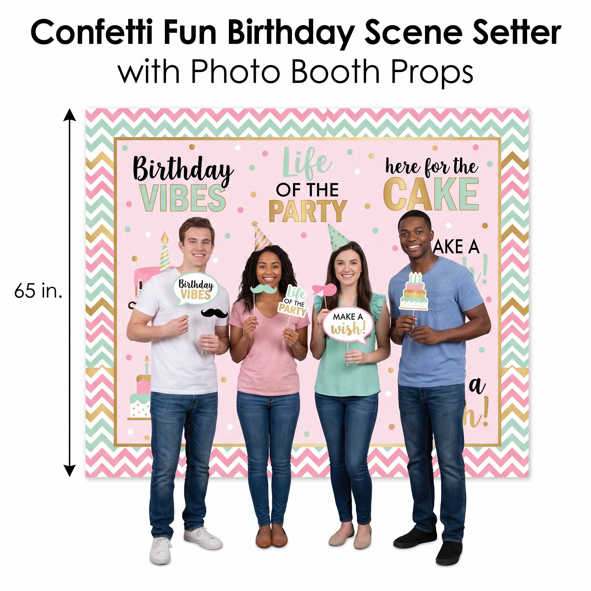 Confetti Fun Birthday Scene Setter with Photo Booth Props