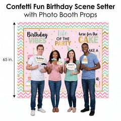 Confetti Fun Birthday Scene Setter with Photo Booth Props