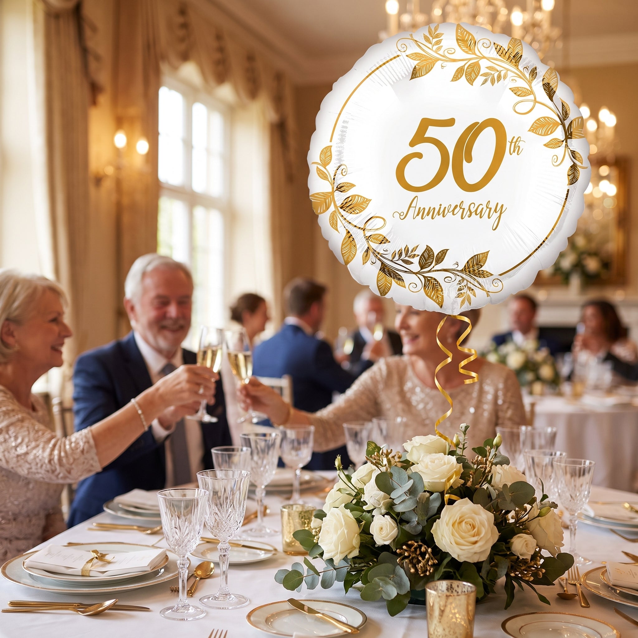Elegant 50th Anniversary Foil Balloon
