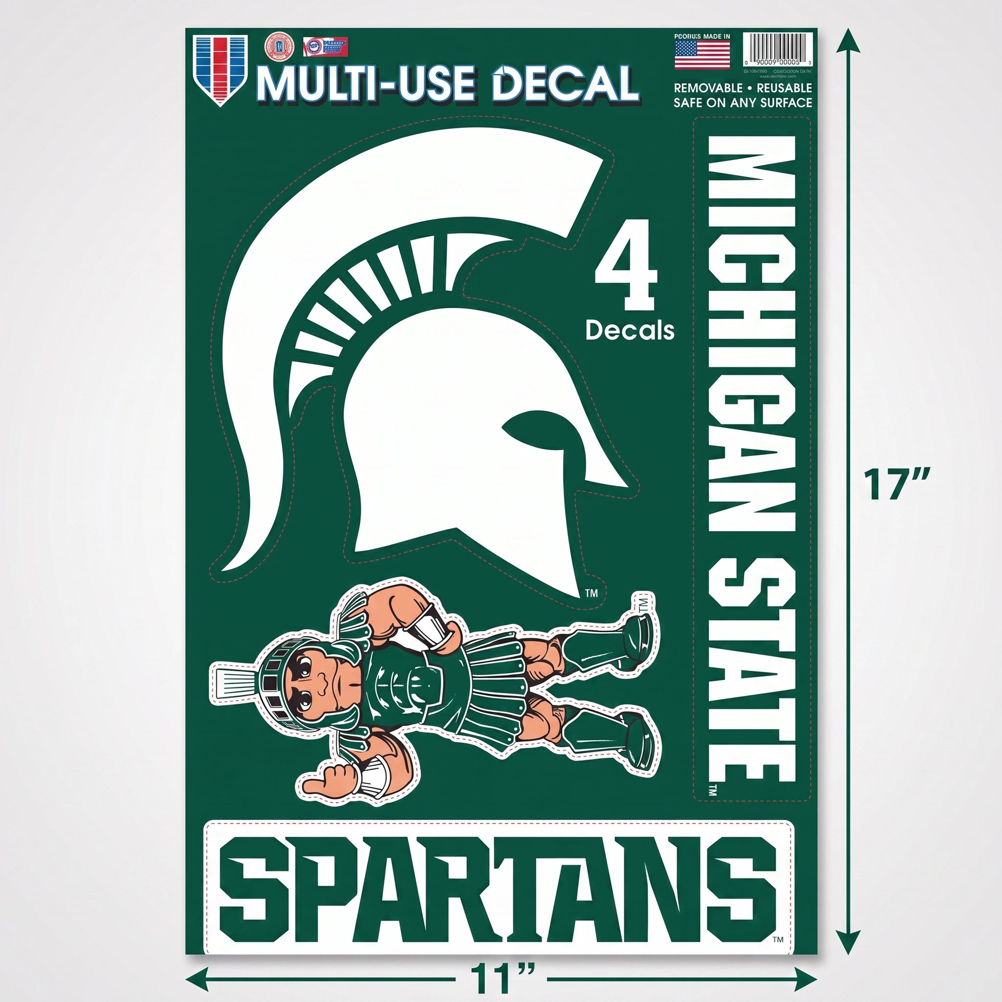 Michigan State Spartans 11x17 Inch Decal Sheet