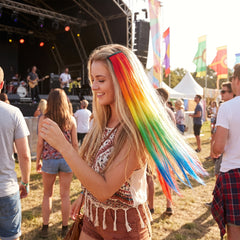 Vibrant Rainbow Hair Extension - Synthetic, Easy Attachment