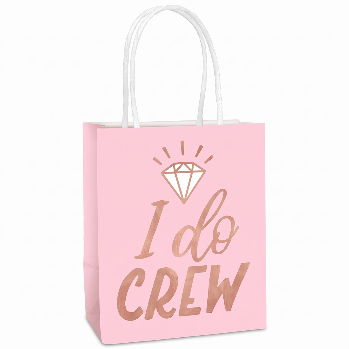 "I Do Crew" Blush Wedding Gift Bags, 6-Pack